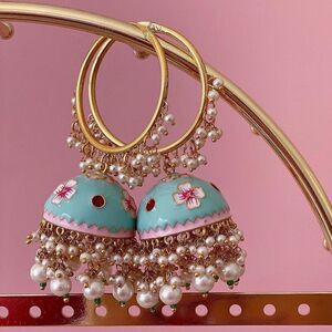 FARWAH ALI HAND-PAINTED PAKISTANI INDIAN MAYA HOOP EARRINGS